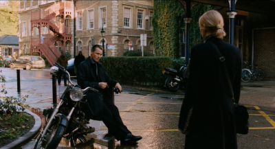 Still from Eastern Promises (2007) that has been tagged with: day & motorcycle & wide shot & over-the-shoulder & interior