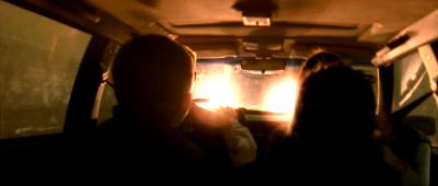 Still from Enter The Void (2009) that has been tagged with: backseat & car interior & over-the-shoulder & car crash & headlight