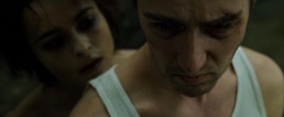 Still from Fight Club (1999) that has been tagged with: over-the-shoulder & clean single & day & interior & close-up