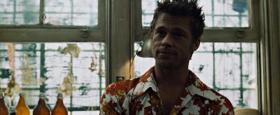 Still from Fight Club (1999) that has been tagged with: 6e1c1c & clean single & medium shot & interior & day