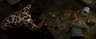 Still from Fight Club (1999) that has been tagged with: high-angle & wide shot & over-the-shoulder & interior