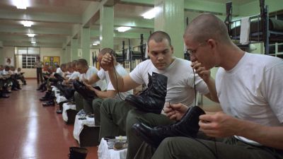 Still from Full Metal Jacket (1987) that has been tagged with: boots & medium wide & interior