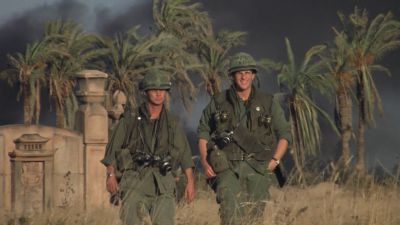 Still from Full Metal Jacket (1987) that has been tagged with: soldier & war zone & two-shot