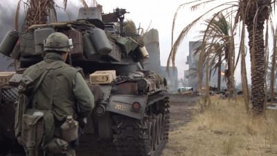 Still from Full Metal Jacket (1987) that has been tagged with: war zone & day & exterior & tank