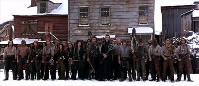 Still from Gangs of New York (2002) that has been tagged with: wide shot & group-shot & snow & exterior & weapons