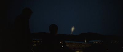 Still from Gattaca (1997) that has been tagged with: over-the-shoulder & wide shot & rocket