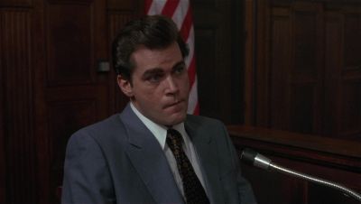 Still from GoodFellas (1990) that has been tagged with: american flag & medium shot & day