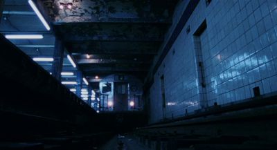 Still from Hellboy (2004) that has been tagged with: night & interior & subway station
