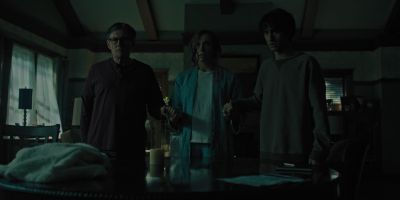 Still from Hereditary (2018) that has been tagged with: 6e8081 & three-shot & day