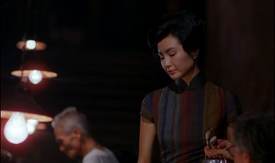 Still from In the Mood For Love (2000) that has been tagged with: night & bare bulb & clean single