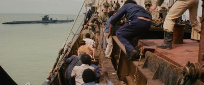 Still from Indiana Jones and the Raiders of the Lost Ark (1981) that has been tagged with: boat & ocean & wide shot & ship & day