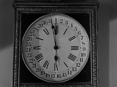 Still from It's A Wonderful Life (1946) that has been tagged with: clock & black and white & interior