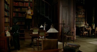 Still from JoJo Rabbit (2019) that has been tagged with: spiral stairs & bookshelf