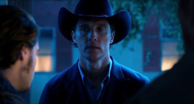 Still from Killer Joe (2011) that has been tagged with: cowboy & medium close-up & doorway & interior & over-the-shoulder