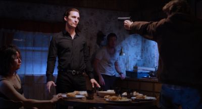 Still from Killer Joe (2011) that has been tagged with: dinner & gun & dining room