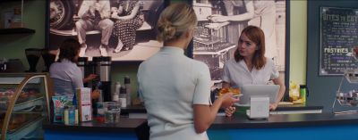 Still from La La Land (2016) that has been tagged with: restaurant & diner & coffee & two-shot