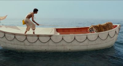 Still from Life of Pi (2012) that has been tagged with: ab4f53 & exterior & wide shot & day & boat