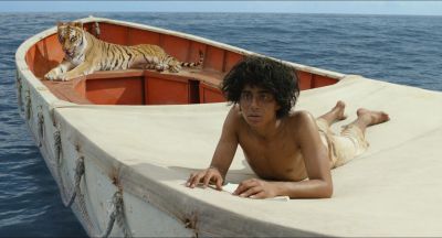 Still from Life of Pi (2012) that has been tagged with: two-shot & tiger & day