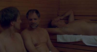 Still from Lost In Translation (2003) that has been tagged with: three-shot & sauna