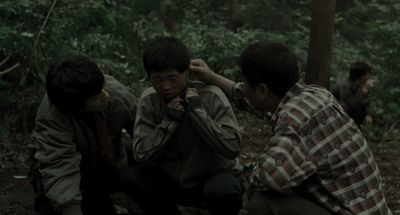 Still from Memories of Murder (2003) that has been tagged with: exterior & medium wide & day & group-shot