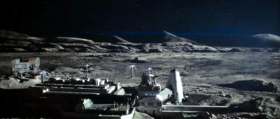 Still from Moon (2009) that has been tagged with: establishing shot & night & moon