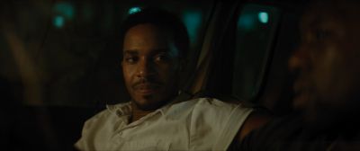 Still from Moonlight (2016) that has been tagged with: 008a8a & medium close-up & car & night