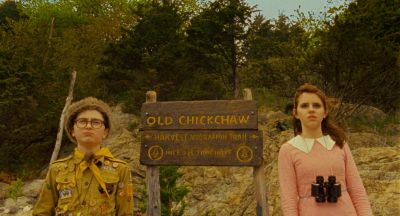 Still from Moonrise Kingdom (2012) that has been tagged with: d9a520 & exterior