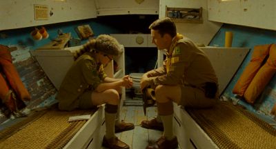 Still from Moonrise Kingdom (2012) that has been tagged with: day & boat interior & medium wide