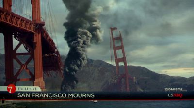 Still from Pacific Rim (2013) that has been tagged with: san francisco & smoke & bridge