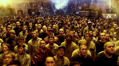 Still from Pacific Rim (2013) that has been tagged with: crowd & wide shot & audience