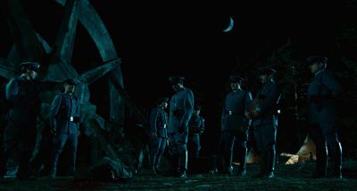 Still from Pan's Labyrinth (2006) that has been tagged with: night & wide shot & dead body & soldier