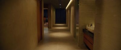 Still from Parasite (2019) that has been tagged with: hallway & night