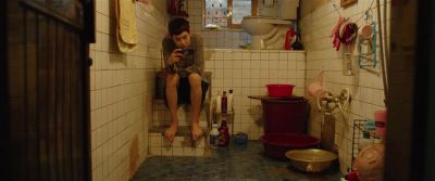 Still from Parasite (2019) that has been tagged with: interior & wide shot & bathroom