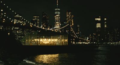 Still from Past Lives (2023) that has been tagged with: night & city & establishing shot & new york