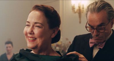 Still from Phantom Thread (2017) that has been tagged with: historical & period & two-shot & medium close-up & day