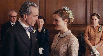 Still from Phantom Thread (2017) that has been tagged with: group-shot & medium wide & profile shot