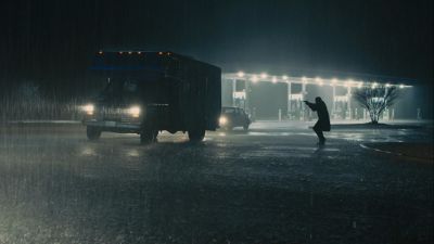 Still from Prisoners (2013) that has been tagged with: gun & gas station & rain & car