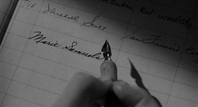 Still from Psycho (1960) that has been tagged with: handwriting