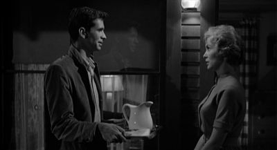 Still from Psycho (1960) that has been tagged with: medium wide & two-shot & black and white