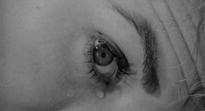 Still from Psycho (1960) that has been tagged with: black and white & interior & extreme close-up
