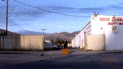 Still from Punch-Drunk Love (1999) that has been tagged with: 4682b4 & day & wide shot & establishing shot