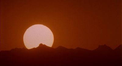 Still from Raising Arizona (1987) that has been tagged with: day & extreme wide & sunset