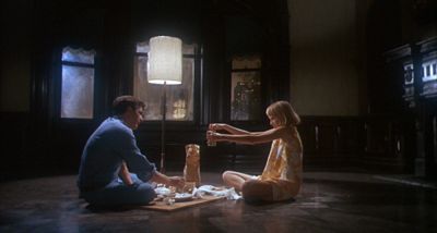 Still from Rosemary's Baby (1968) that has been tagged with: practical lamp & living room & night