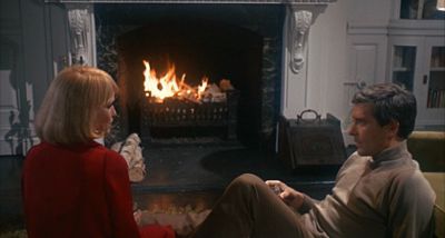 Still from Rosemary's Baby (1968) that has been tagged with: medium wide & fireplace