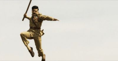 Still from RRR (2022) that has been tagged with: jumping & day