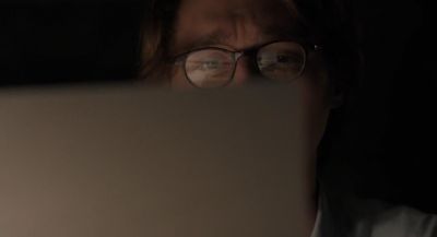 Still from Ruby Sparks (2012) that has been tagged with: interior & night & over-the-shoulder & close-up