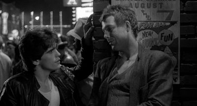 Still from Rumble Fish (1983) that has been tagged with: two-shot & black and white