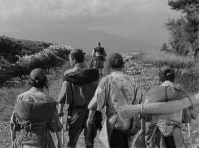 Still from Seven Samurai (1954) that has been tagged with: 545454 & group-shot & day & black and white