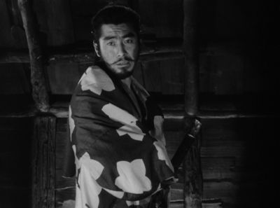 Still from Seven Samurai (1954) that has been tagged with: clean single & black and white & interior & medium shot