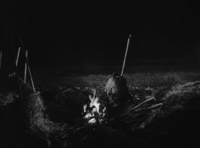 Still from Seven Samurai (1954) that has been tagged with: fire